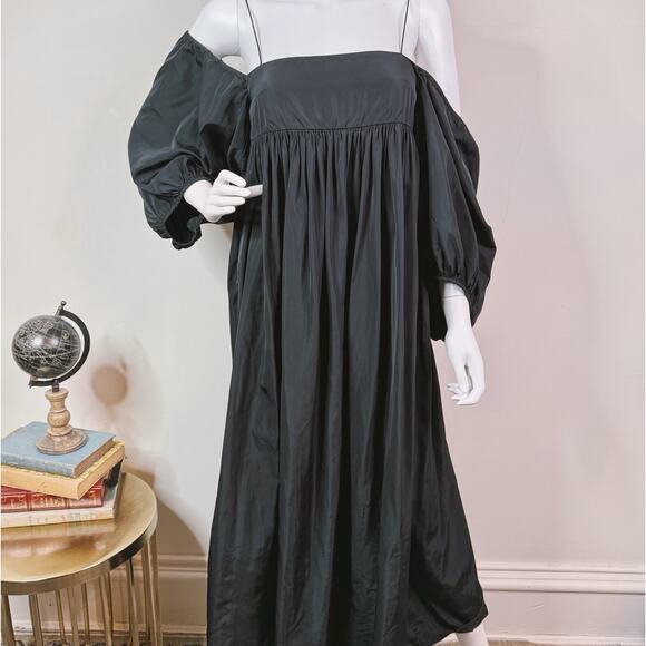 Cecilie Bahnsen Midi Dress Holly Off Shoulder Puff Sleeve Empire Waist Size 4 - Picture 1 of 8